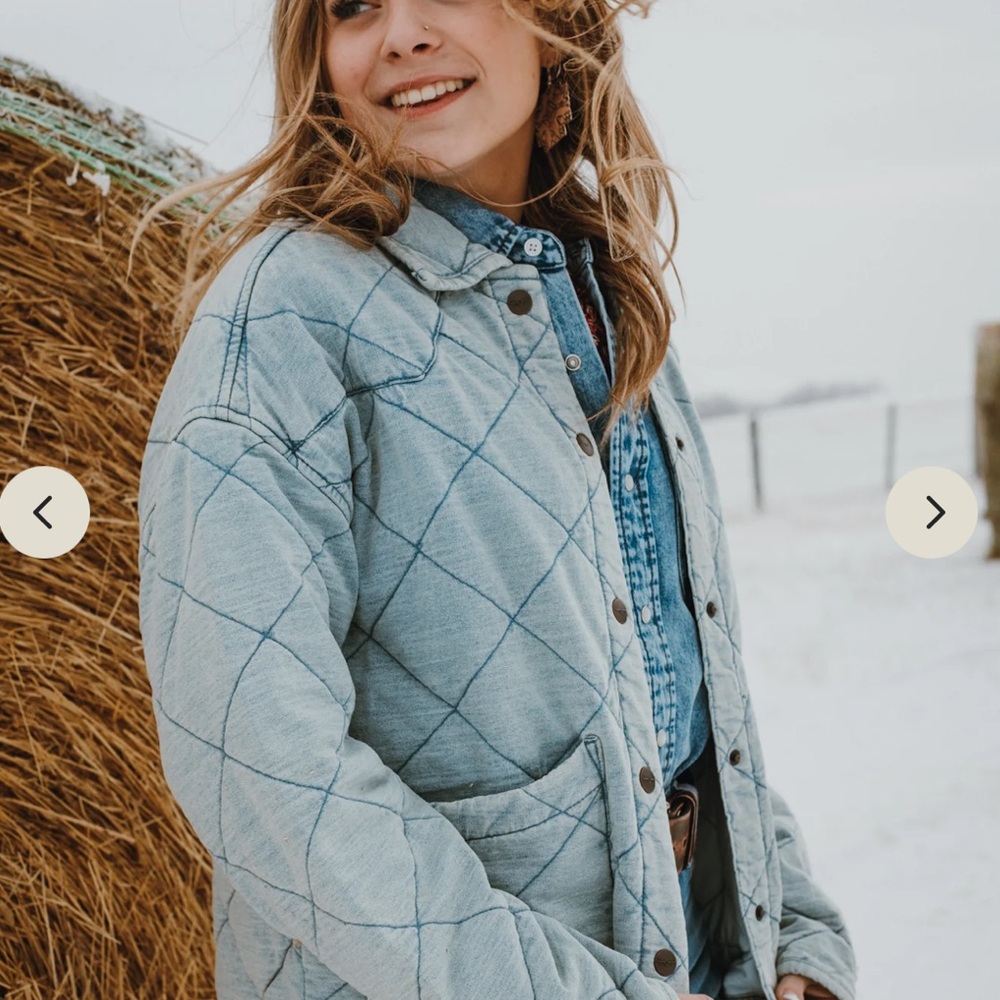 NWT Kimes Ranch Ricon Throw Quilted Jacket in Light Indigo Wash Size Small - Picture 3 of 15